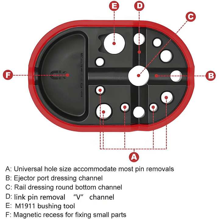 Herramientas Armero - Base Desarme Pistola Arma Corta Grande Rojo 6