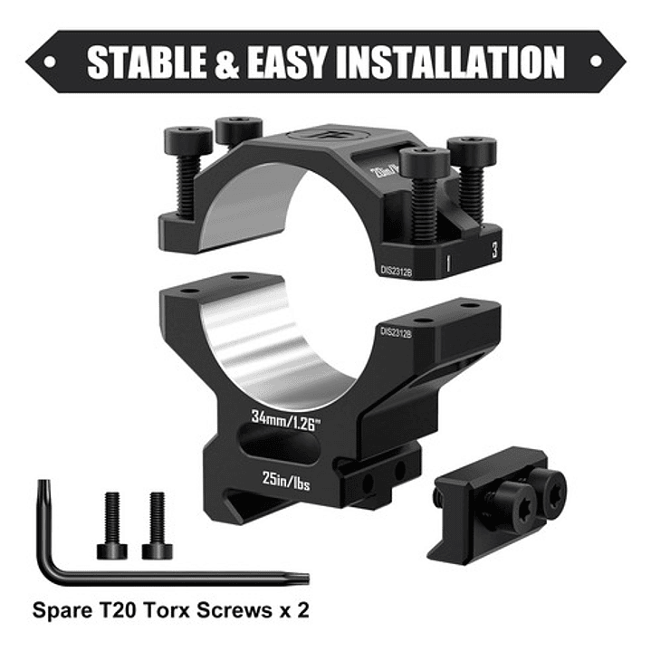 Anillas Mira Discovery 34 mm 6061 - Picatinny 21mm - Medium (15mm) 3