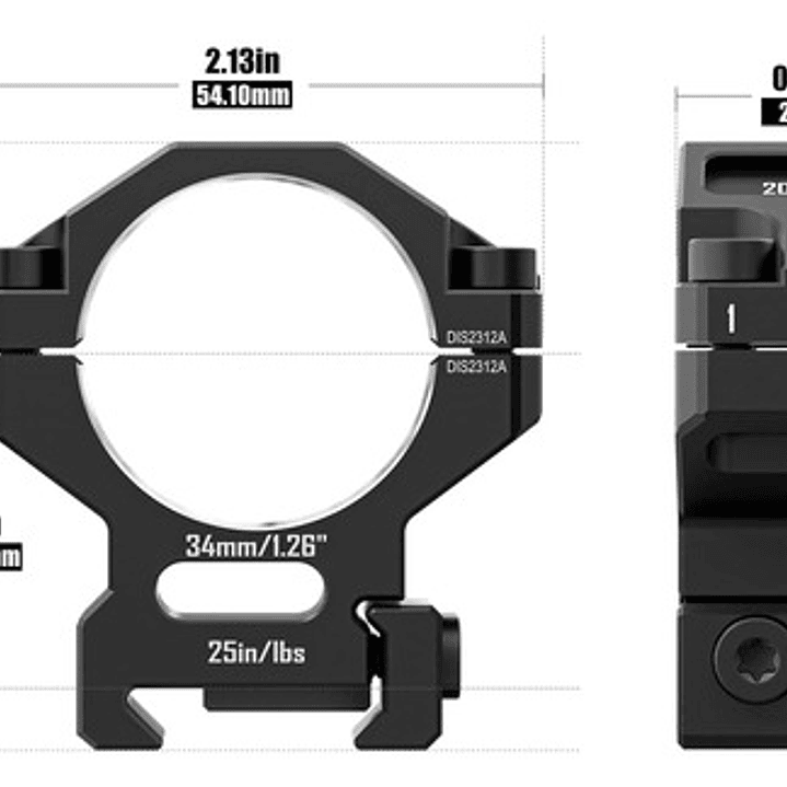 Anillas Mira Discovery 34 mm 6061 - Picatinny 21mm - Medium (15mm) 2