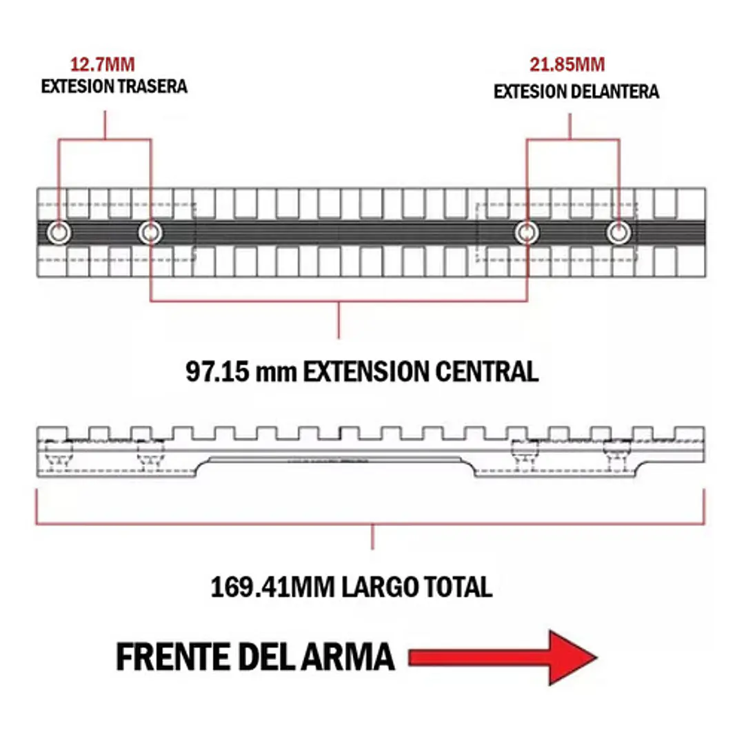 Riel Picatinny para Mauser 98 - 16 Slots 3