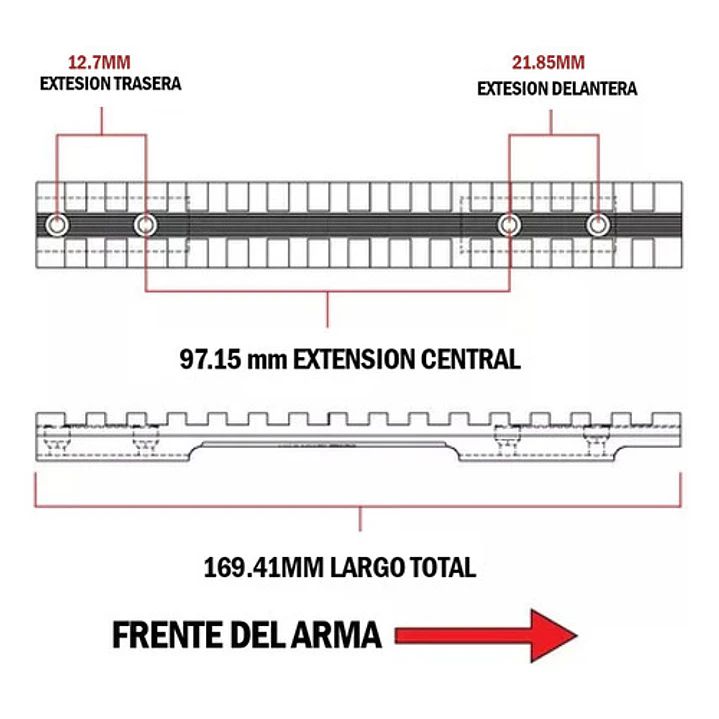 Riel Picatinny para Mauser 98 - 16 Slots 3