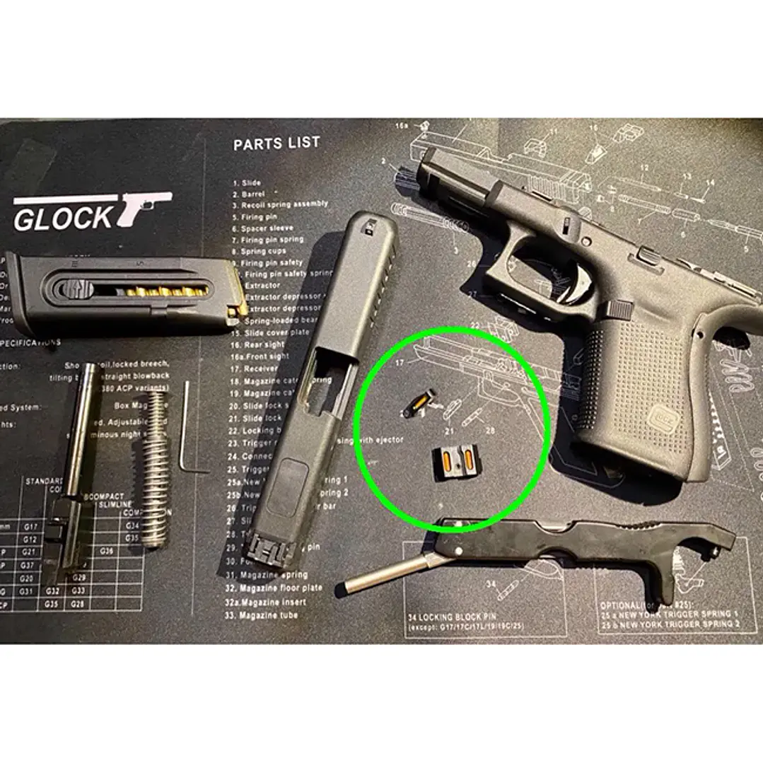 Alza y Guion Glock - Fibra Optica Rojo 6