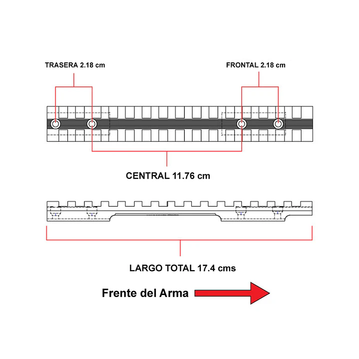 Riel Picatinny para Savage Round Black 110/220 Accion Larga 3