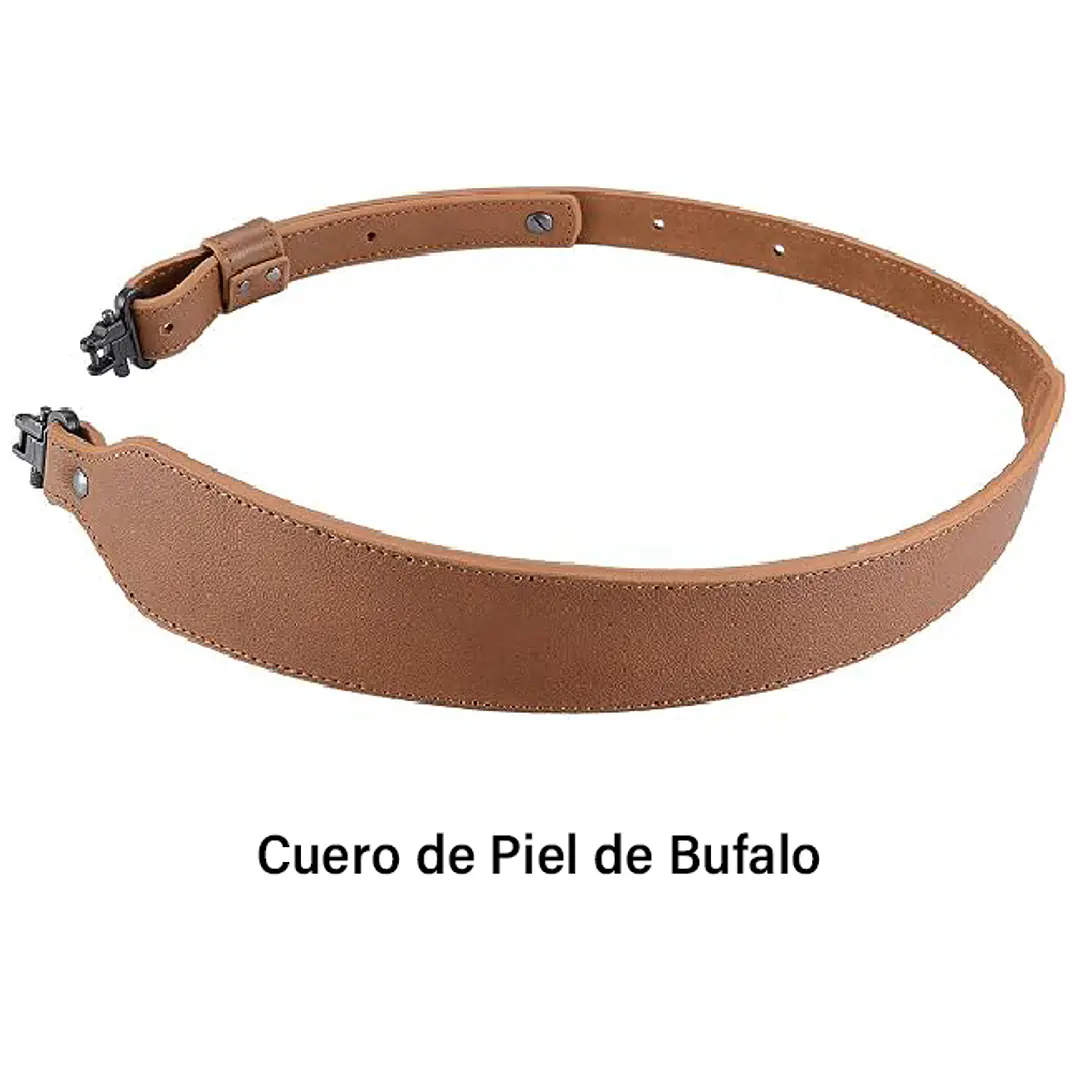 Correa Tactica 2 puntos Cuero Bufalo ancha con Anillas - Coyote 4
