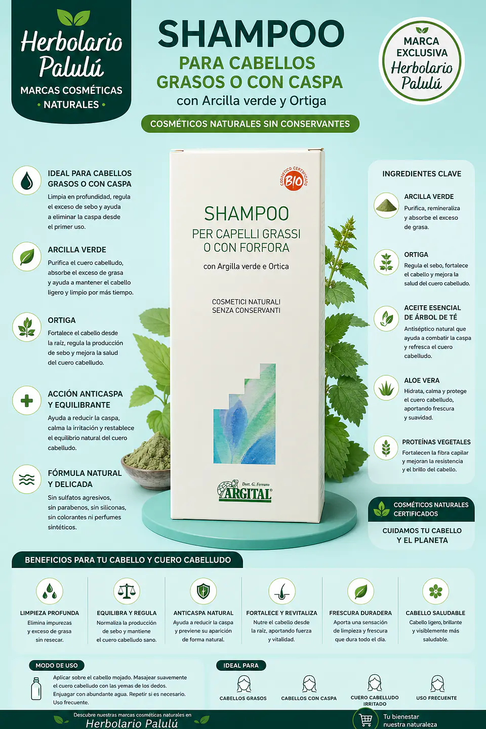 Champú Cabello Graso o Caspa 250 ml 1