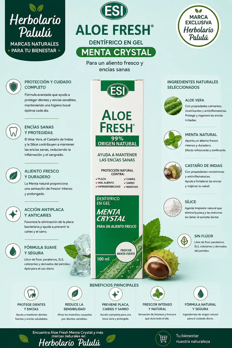 AloeFresh dentrífico Menta Crystal  1