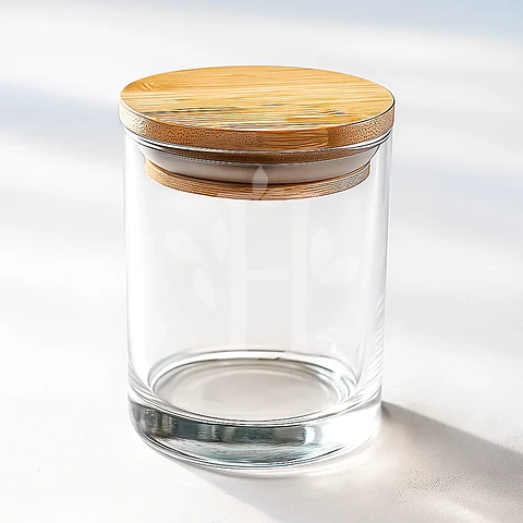 Pote Vidrio Tapa Bambú 