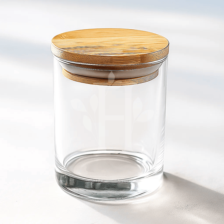 Pote Vidrio Tapa Bambú  1