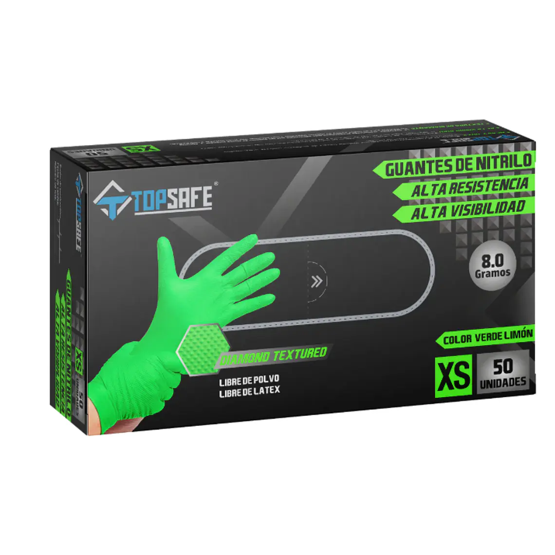 Guante de Nitrilo 8g Top Safe - Verde 1