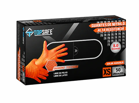 Guante de Nitrilo 8g Top Safe - Naranjo