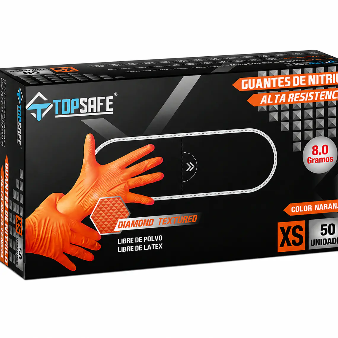 Guante de Nitrilo 8g Top Safe - Naranjo 1