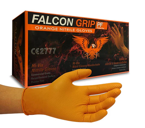 Guantes de Nitrilo Falcon Grip 8g - Naranjo