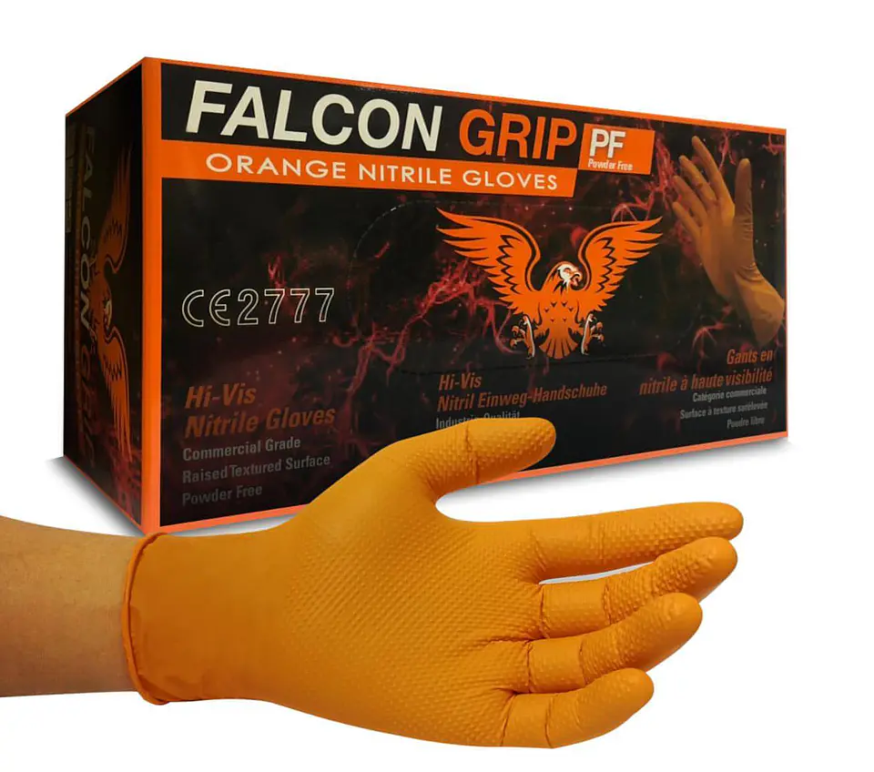 Guantes de Nitrilo Falcon Grip 8g - Naranjo 1