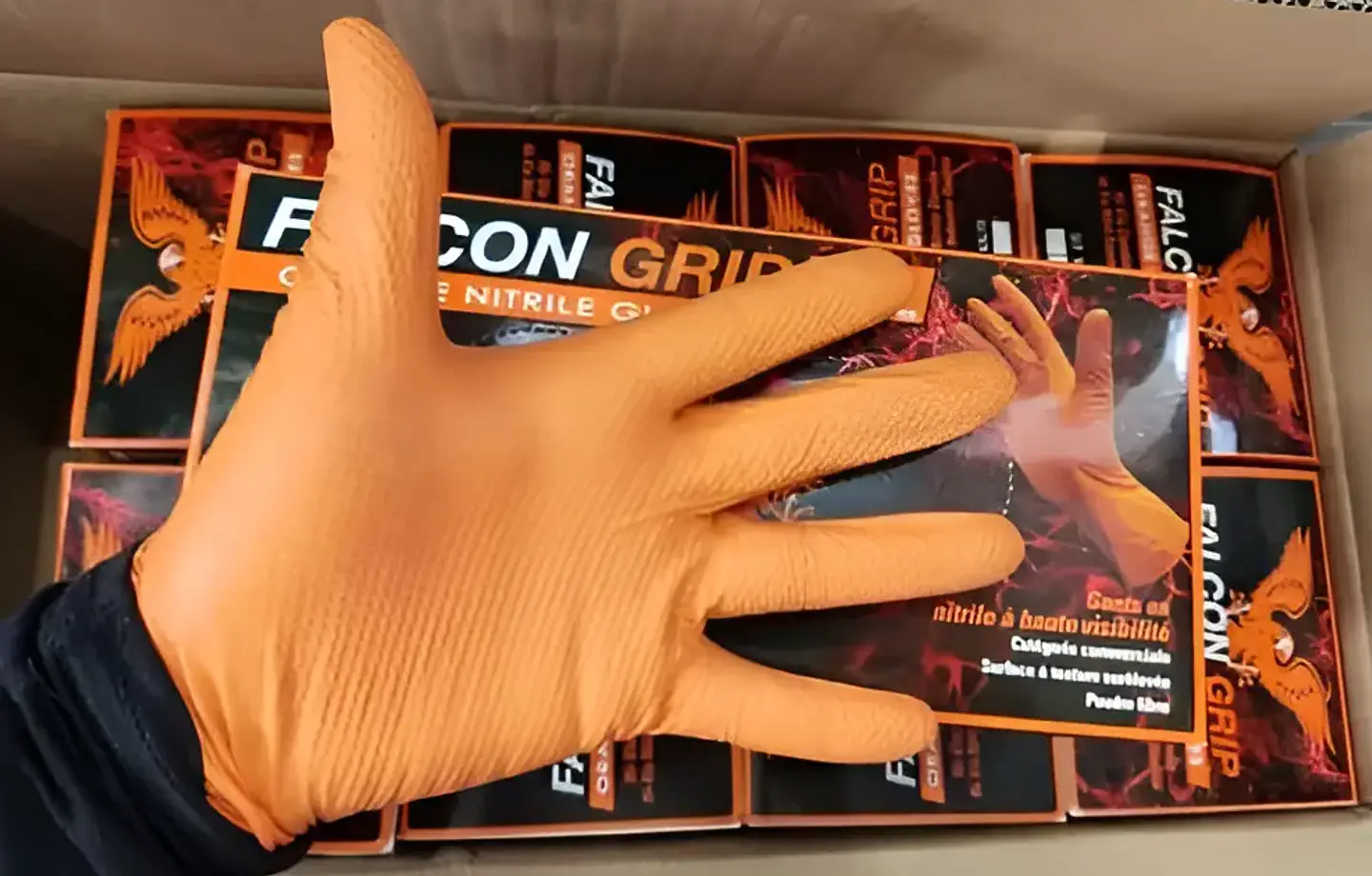 Guantes de Nitrilo Falcon Grip 8g - Naranjo 3