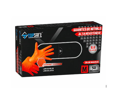 Guante de Nitrilo 8g Top Safe - Naranjo