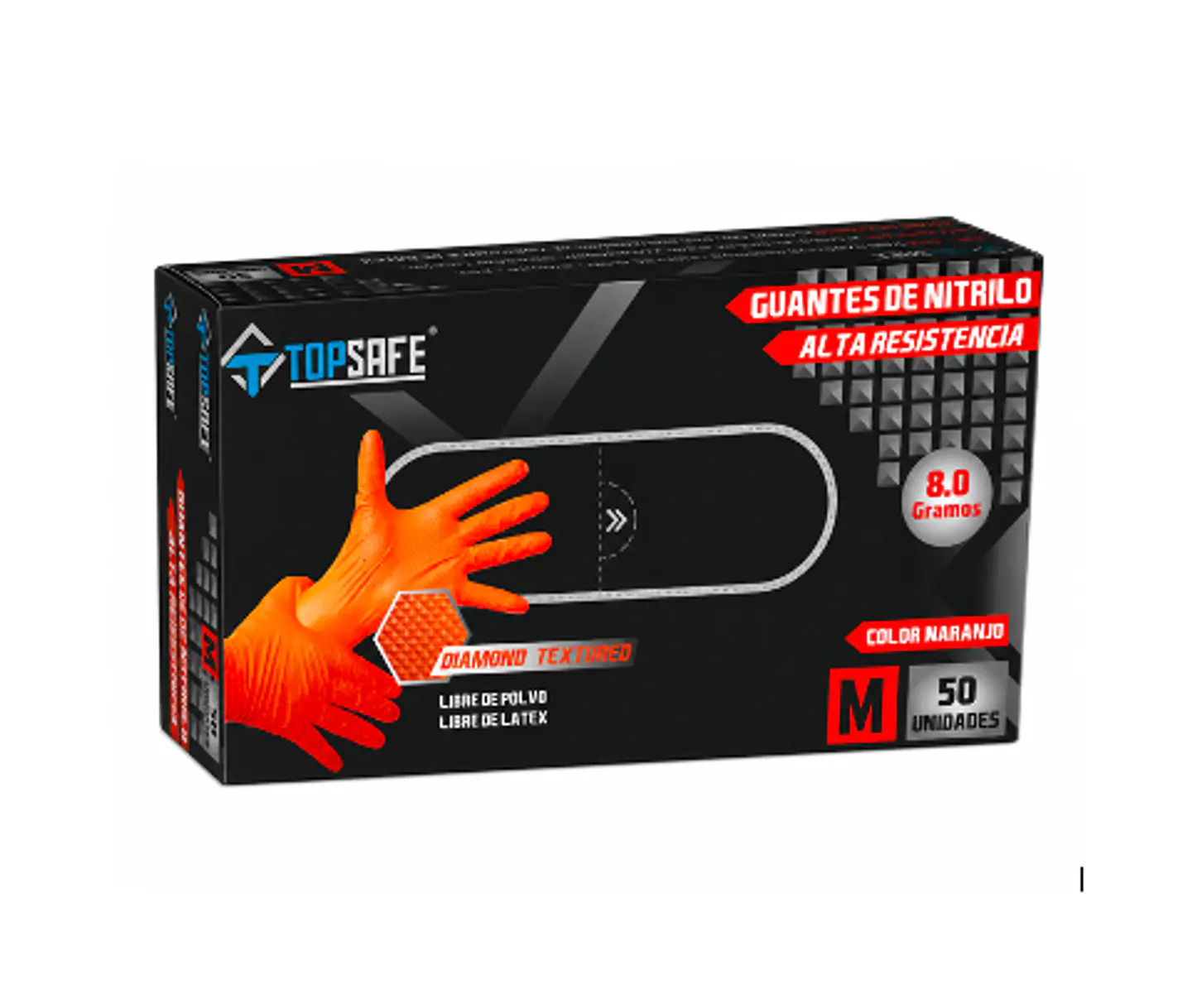 Guante de Nitrilo 8g - Naranjo 1