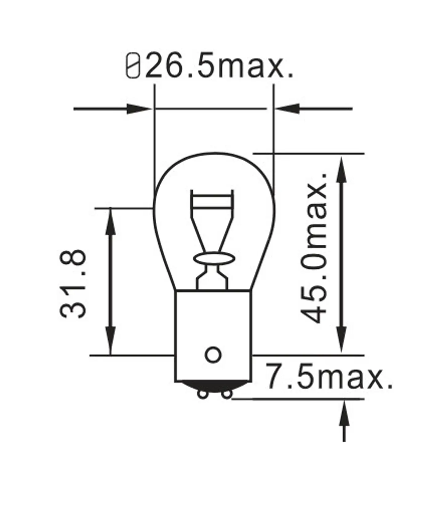 Ampolleta P21  12V  5W (globo gde) 2