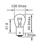 Ampolleta P21  12V  5W (globo gde) - Miniatura 2