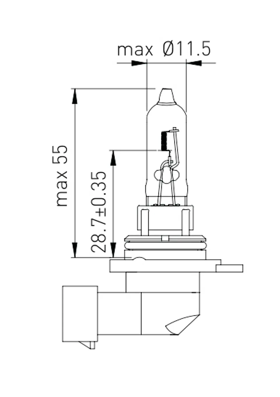 Ampolleta 9012 (HIR2)  12V  55W 2