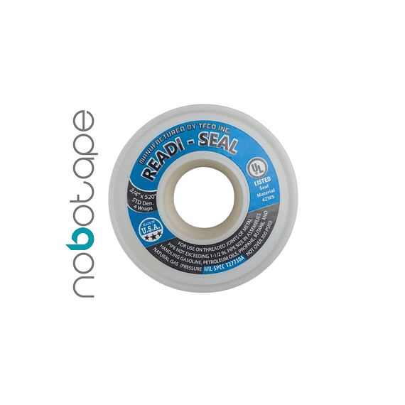 Cinta Teflón Selladora de Roscas PTFE 1/2" x 520"