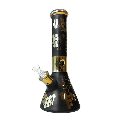 Bee Hexagon Triple Thick Glass Bong 32cm