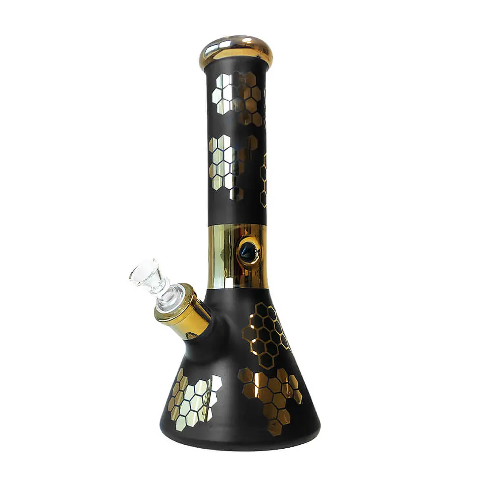Bee Hexagon Triple Thick Glass Bong 32cm 1