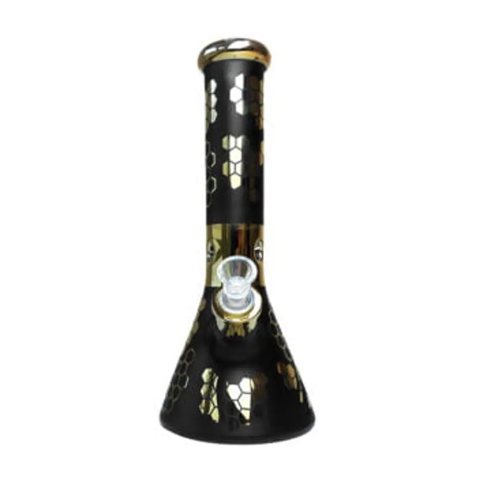 Bee Hexagon Triple Thick Glass Bong 32cm 2