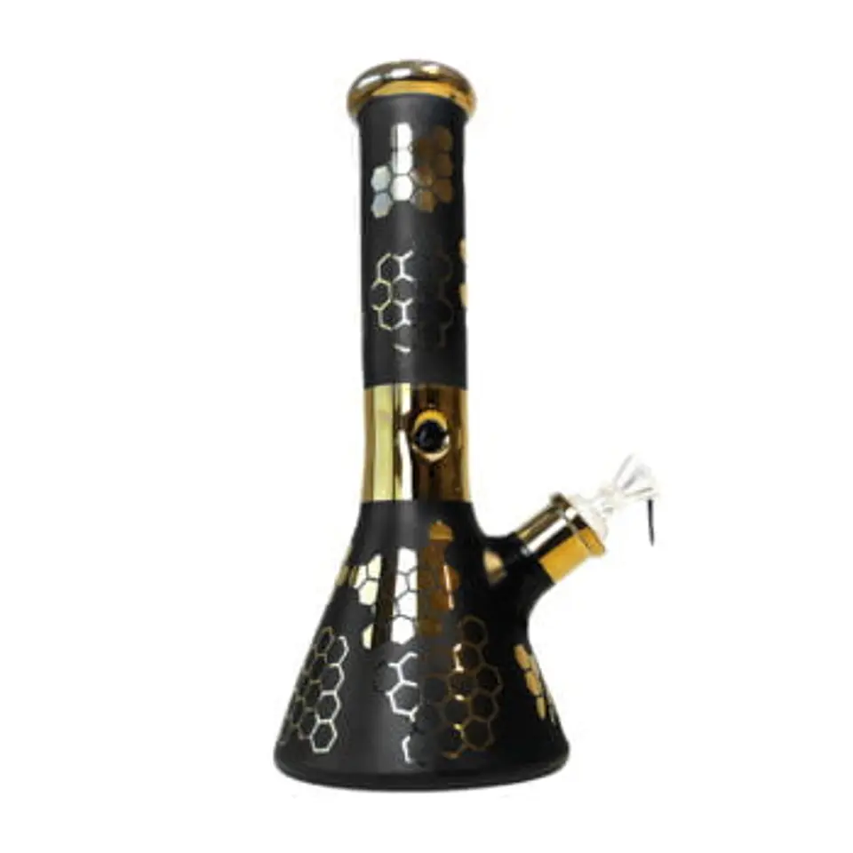 Bee Hexagon Triple Thick Glass Bong 32cm 3