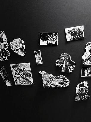Set de stickers Berserk x 12 unidades serigrafía. 
