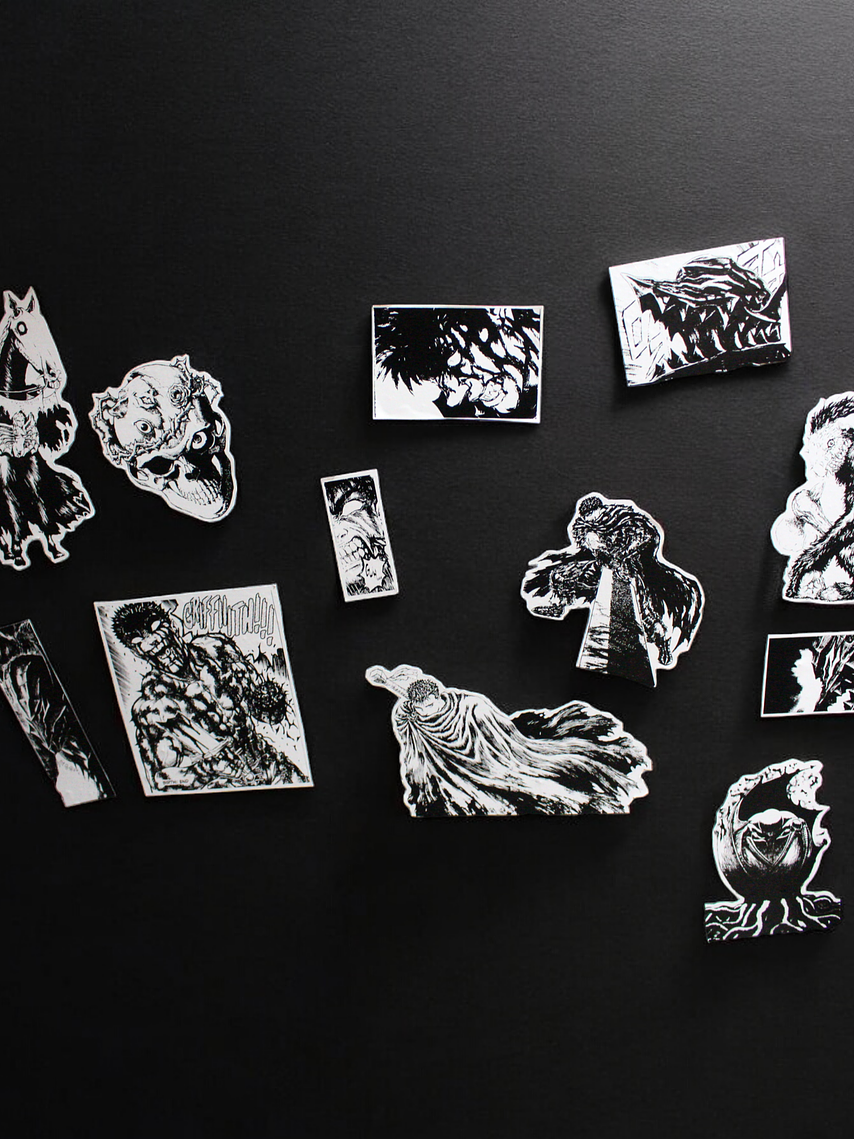 Set de stickers Berserk x 12 unidades serigrafía.  1