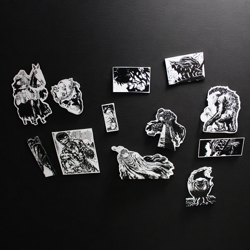 Set de stickers Berserk x 12 unidades serigrafía.  1