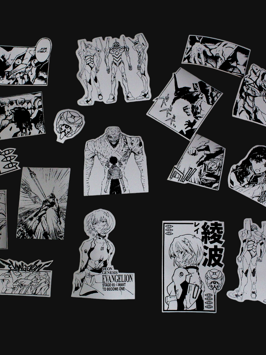 Set de stickers Evangelion x 16 unidades serigrafía. 1