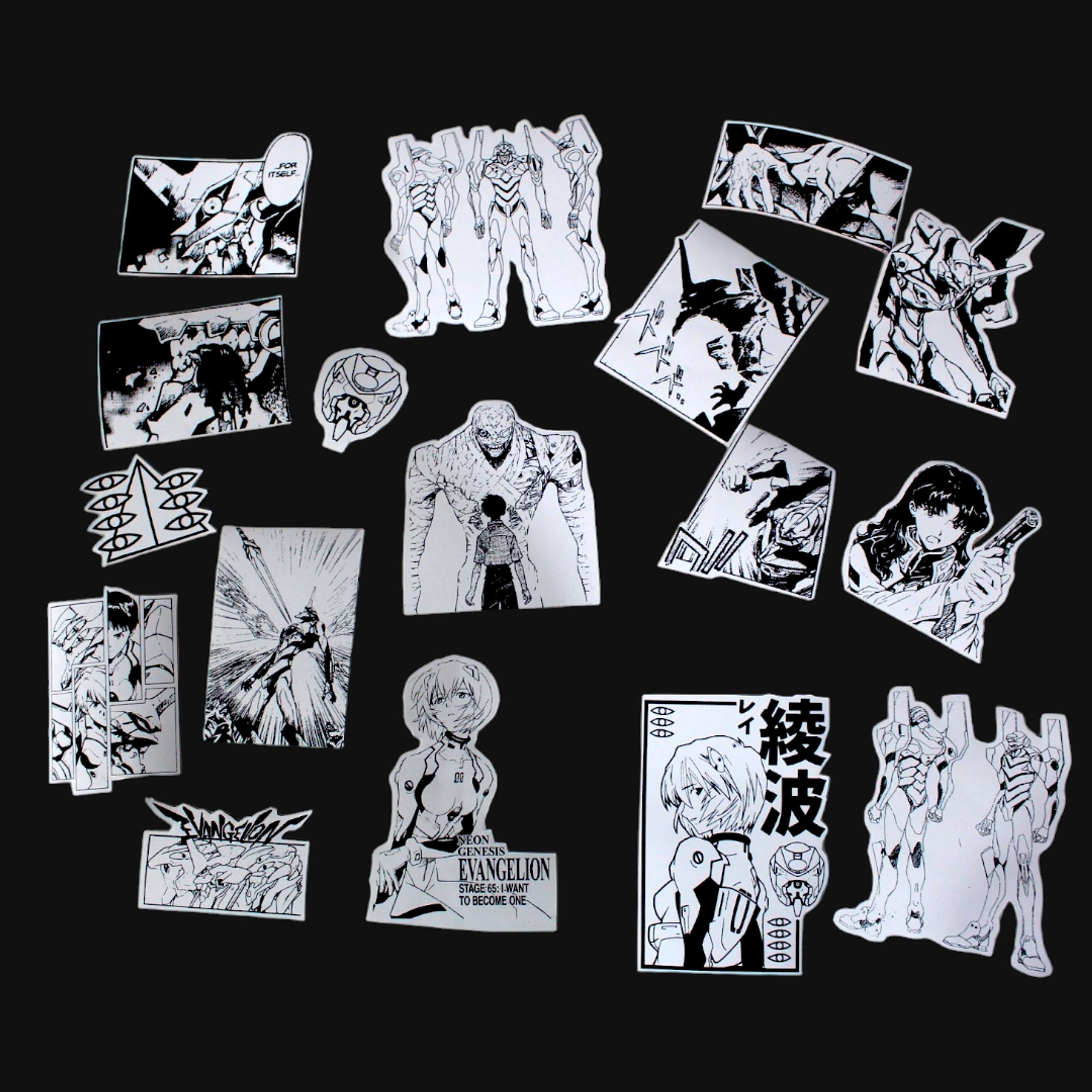 Set de stickers Evangelion x 16 unidades serigrafía. 2