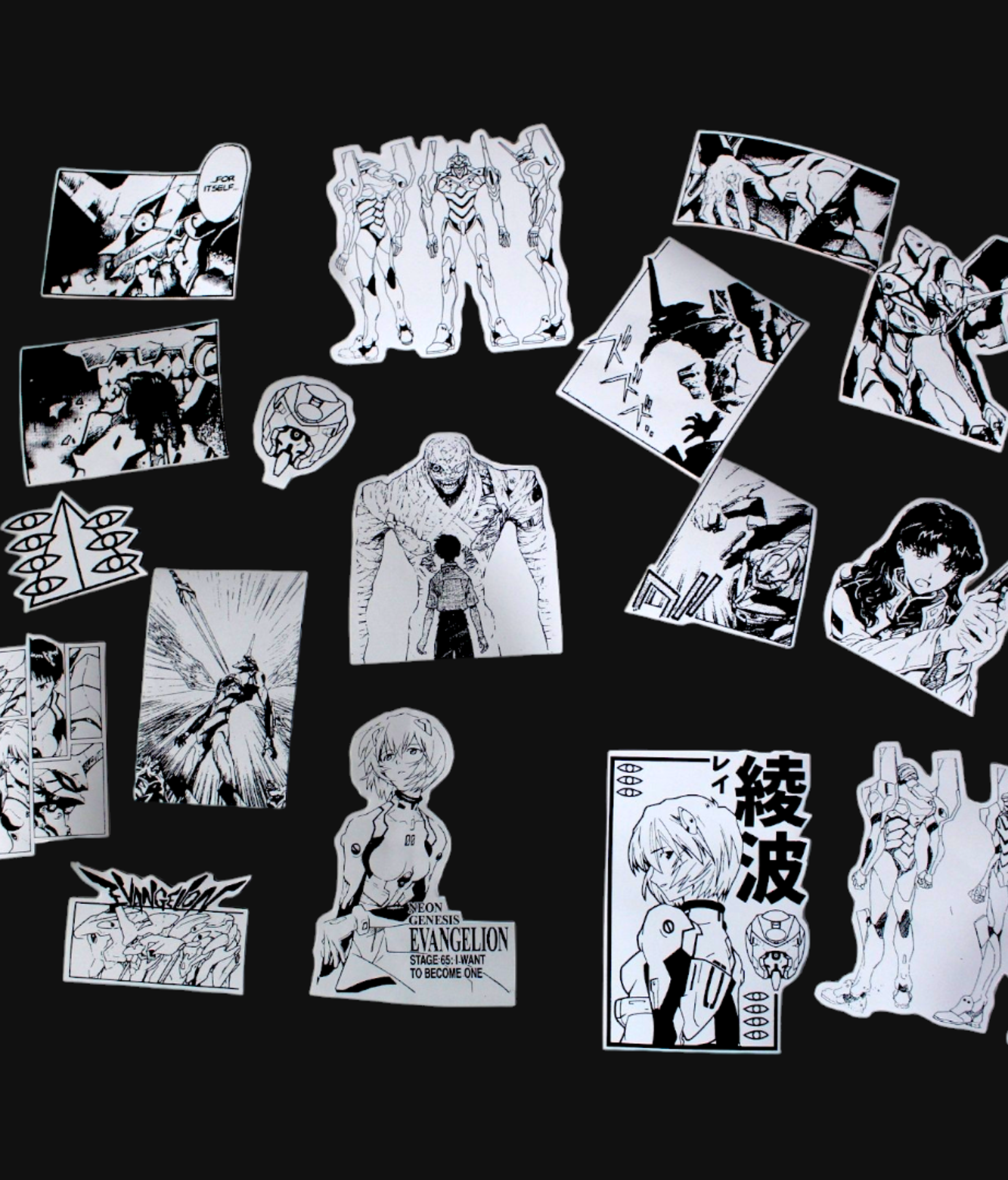 Set de stickers Evangelion x 16 unidades serigrafía. 2