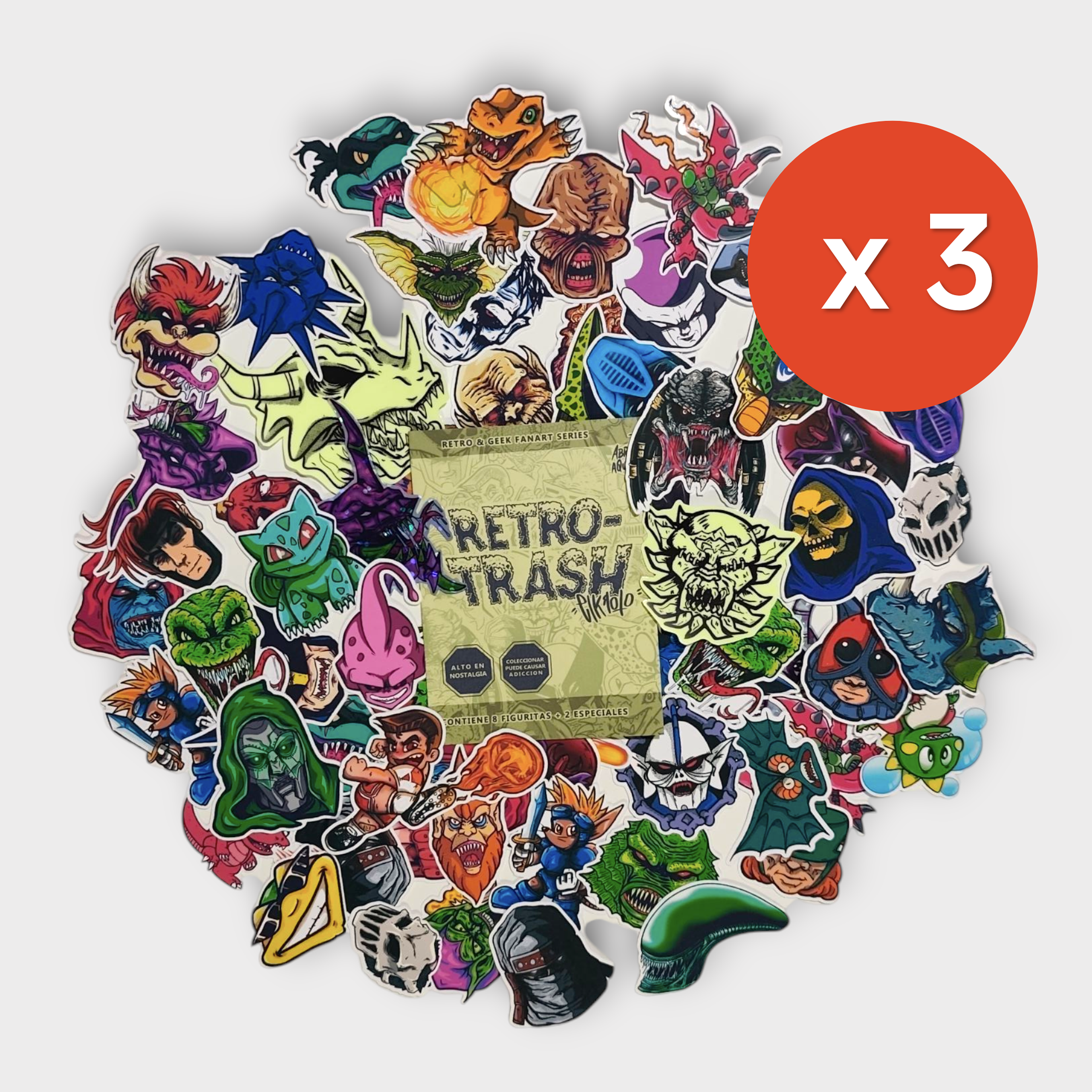 Sobre Retro Trash de Stickers x 3 sobres. 1