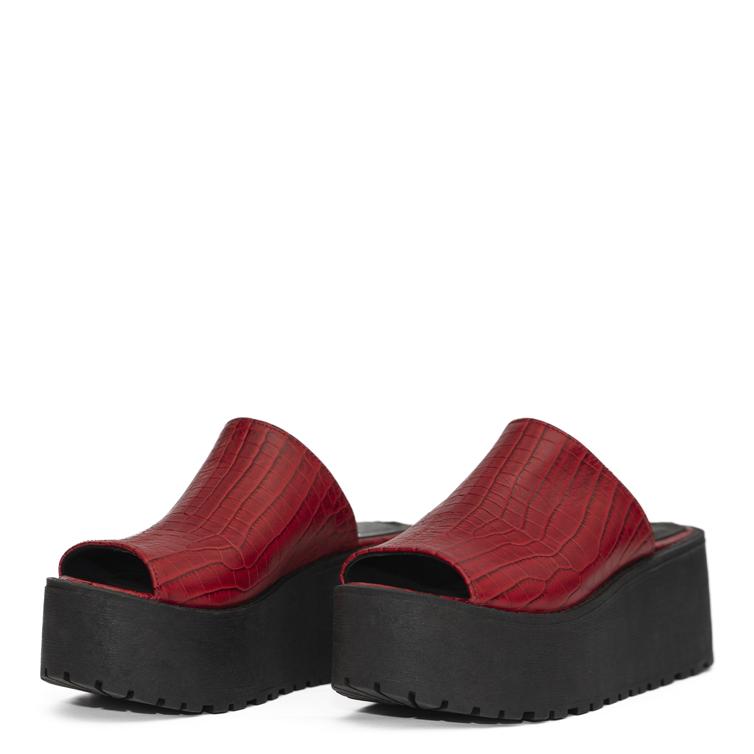 Sandalia Praga Croco Rojo