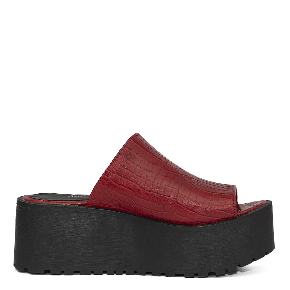 Sandalia Praga Croco Rojo 4