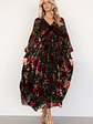 Adele Velvet Dress | Black + Rose Floral - thumbnail 1