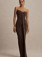 Ali | Brown Sweetheart Ruched Wrap Maxi Dress - thumbnail 1