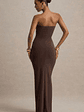 Ali | Brown Sweetheart Ruched Wrap Maxi Dress - thumbnail 2