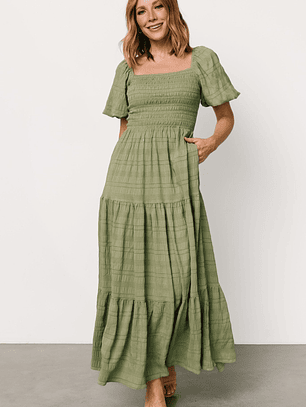 Amaya Smocked Dress | Green