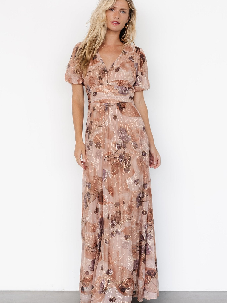 Ardley Maxi Dress | Taupe Floral 2