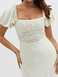 Allianna Puff Sleeve Lace Waist Midi Dress Butter - thumbnail 4