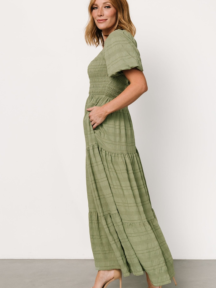 Amaya Smocked Dress | Green 3