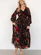 Adele Velvet Dress | Black + Rose Floral - thumbnail 6