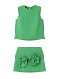 3D Flower Skirt and Sleeveless Crop Top Set - thumbnail 1