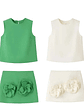 3D Flower Skirt and Sleeveless Crop Top Set - thumbnail 2