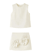 3D Flower Skirt and Sleeveless Crop Top Set - thumbnail 3