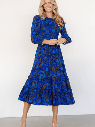 Andersen Smocked Midi Dress | Cobalt Floral