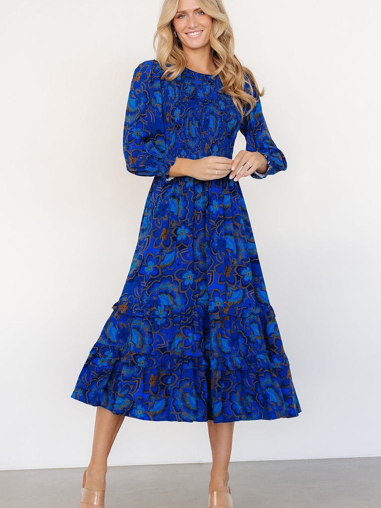 Andersen Smocked Midi Dress | Cobalt Floral 1
